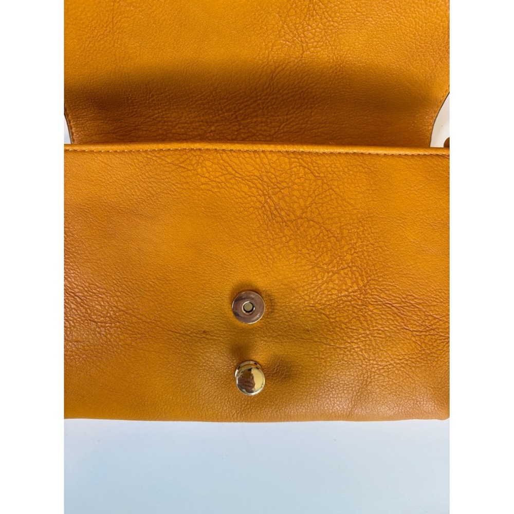 NEW Ochre Yellow Crossbody Bag Purse Vegan Leather Boho Casual Knot Consign - Picture 10 of 11